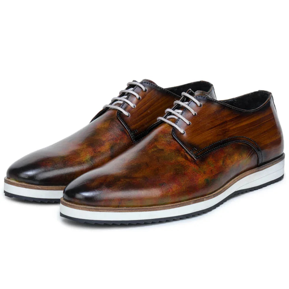 Mondaino Patina Sneaker-Sole Derby for Men - Hybrid Leather Derby Sneakers