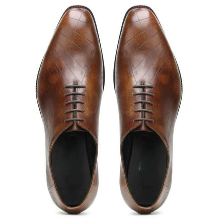 Marchena Lattice-Embossed Wholecut Oxford for Men - Patterned Leather Statement Shoes