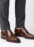 Mezzoldo Tortoise Patina Wingtip Wingtip Oxford for Men - Hand-Painted Wingtip Oxfords