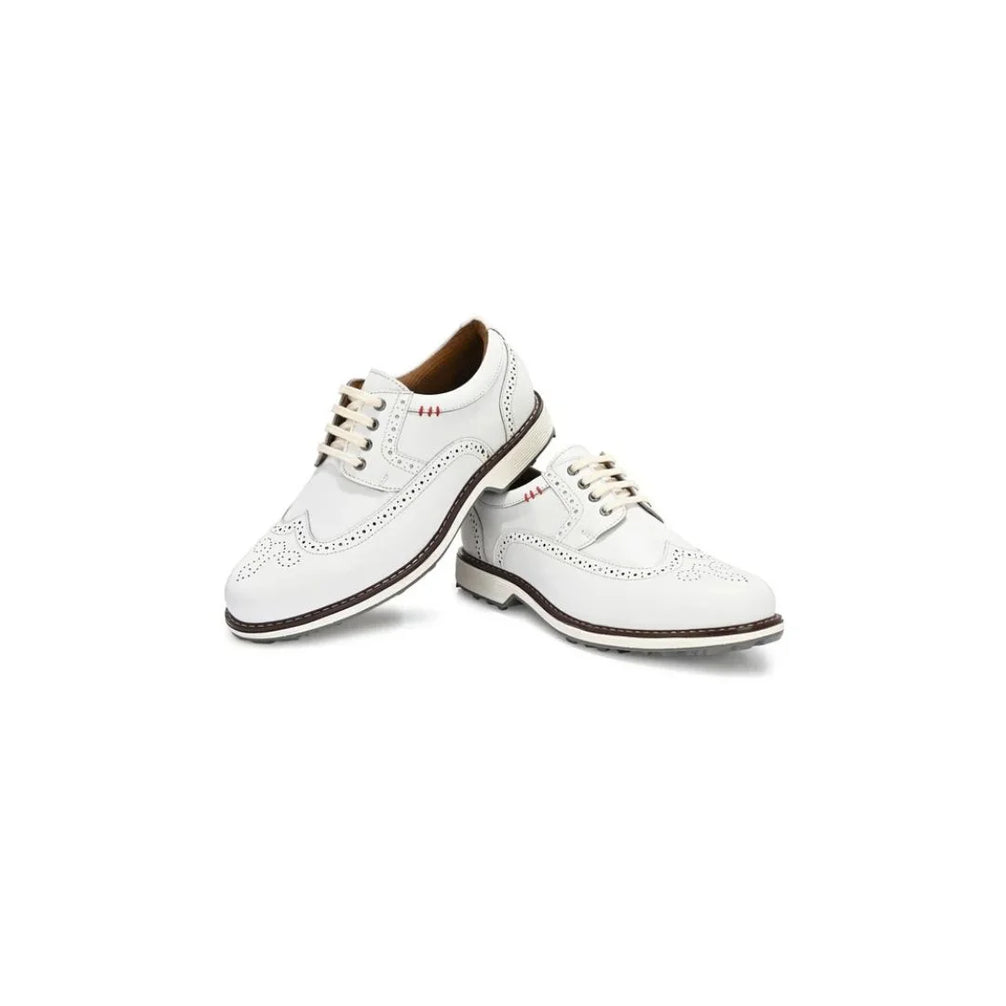 Millport Brogued Wingtip Cleated Golf Shoe for Men - Classic Leather Cleated Golf Shoes