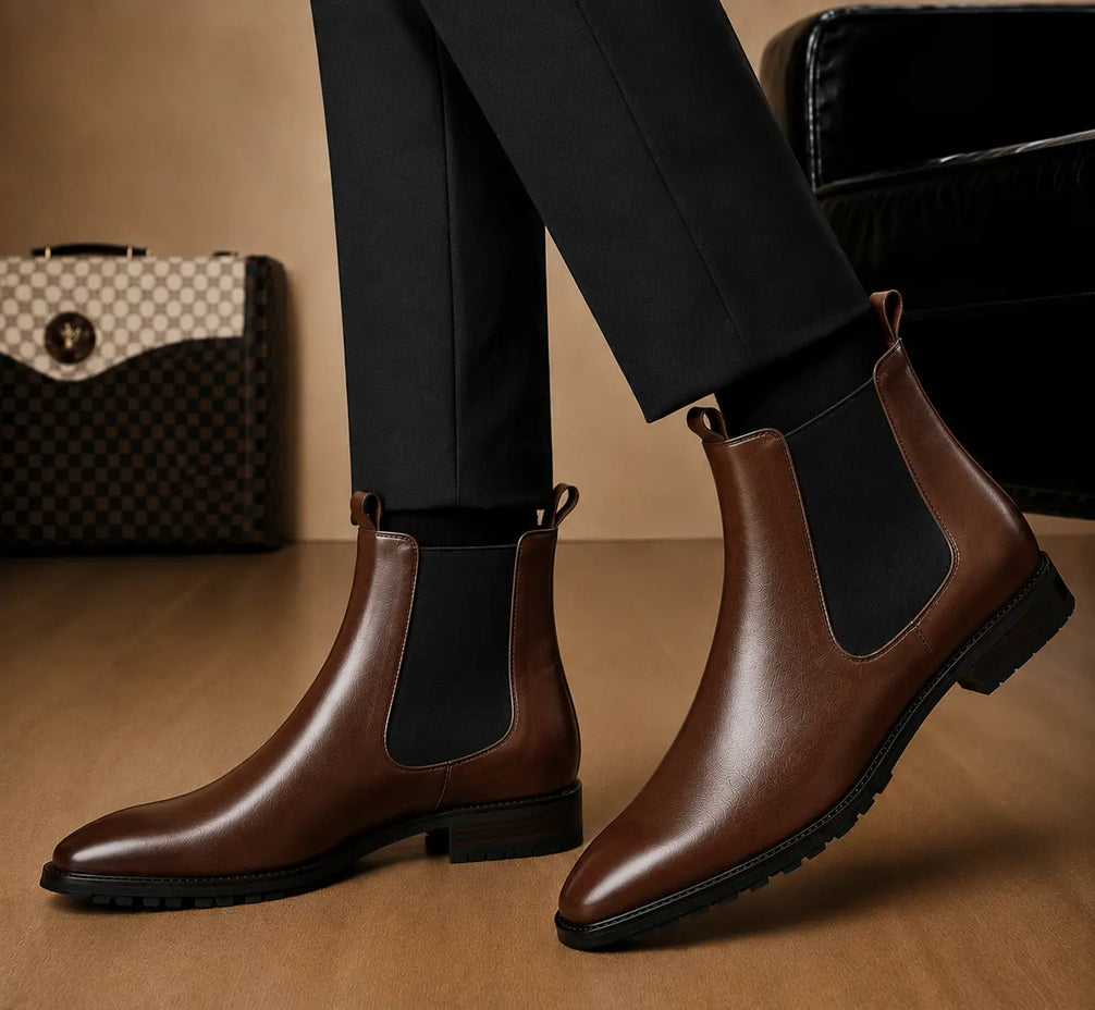 Montrose Patina Chelsea Boot for Men - Lug-Sole Leather Ankle Boots