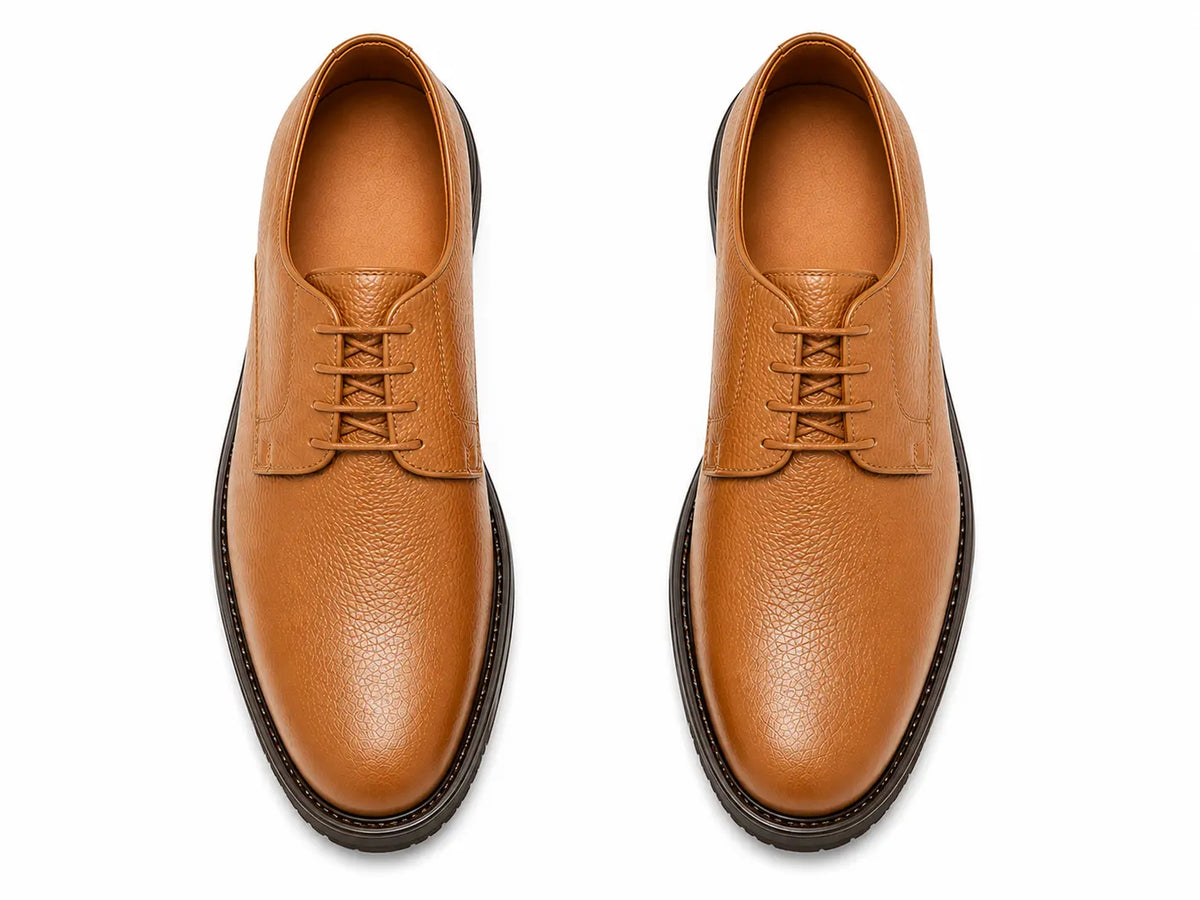 Manchester Pebble-Grain Derby for Men - Lug-Sole Leather Formal Shoes