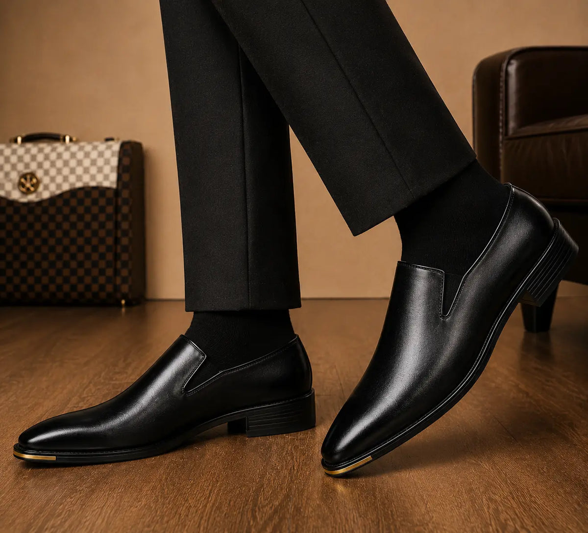 Mantova Burnished Leather Mule for Men - Backless Open-Heel Dress Shoes