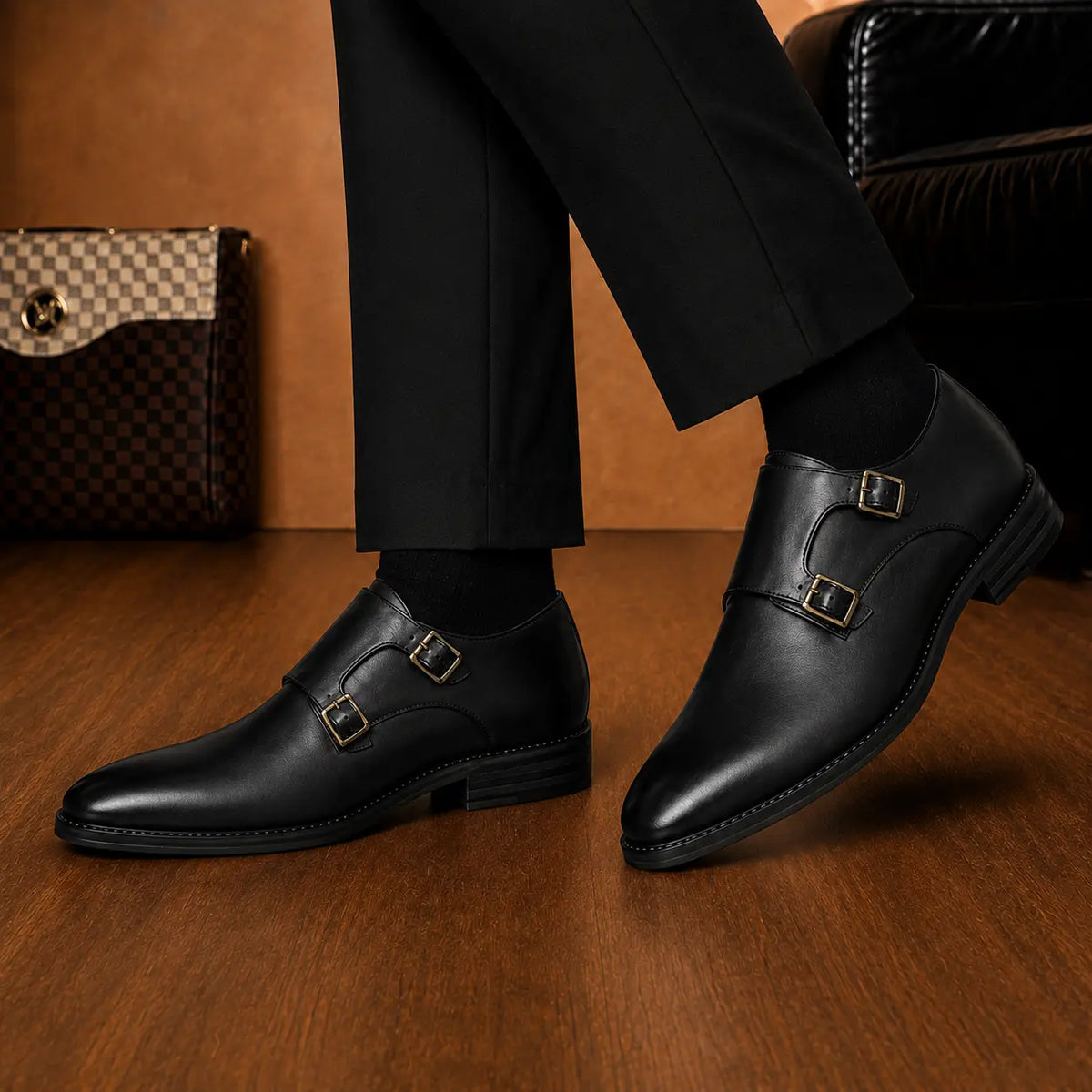 Mexico Double Monk Strap for Men - Hand-Burnished Goodyear Welted Leather Shoes