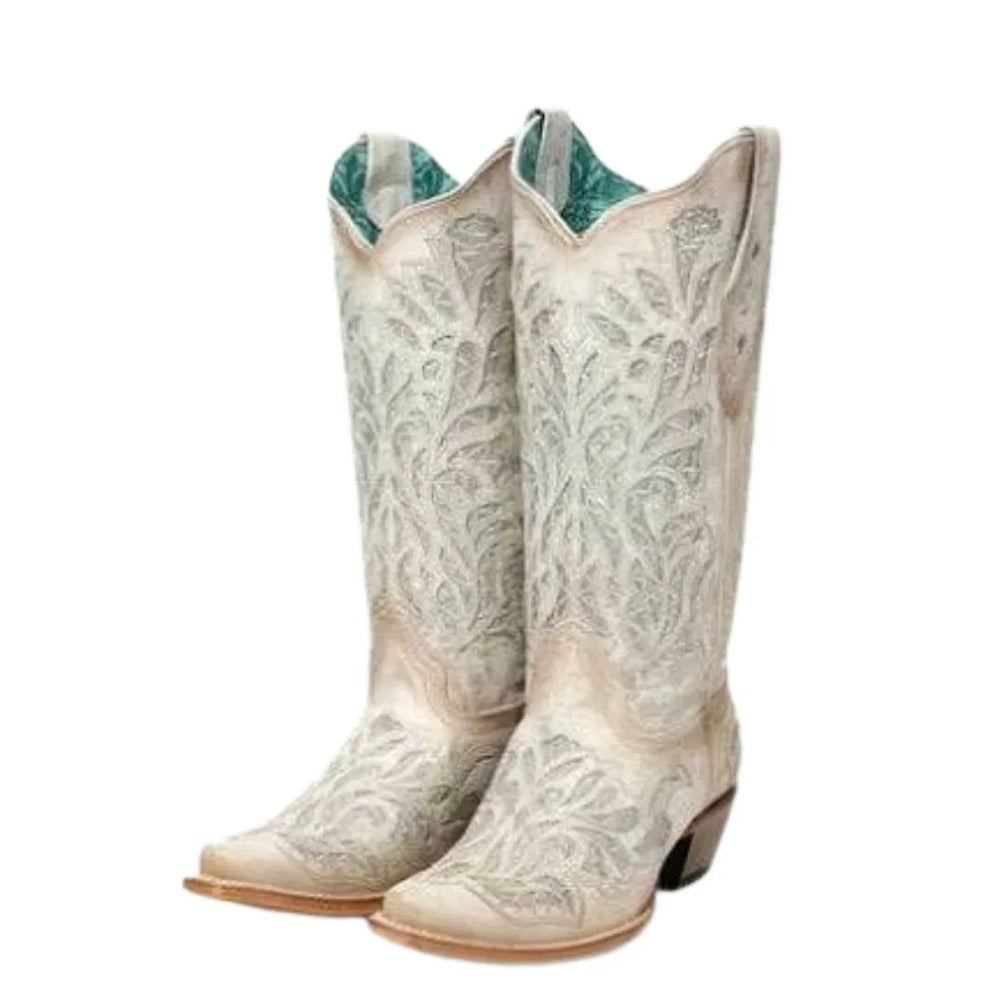 Meridian Distressed Embroidered Cowboy Boot for Men - Western Leather Boots