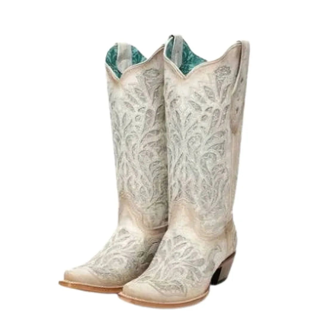 Meridian Distressed Embroidered Cowboy Boot for Men - Western Leather Boots