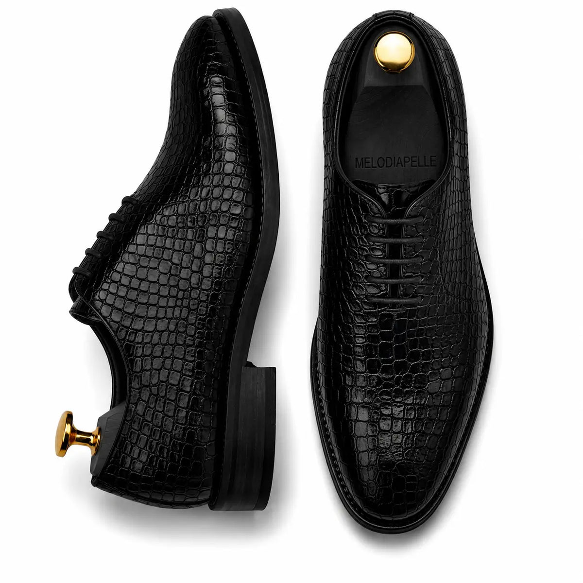 Meta Croc-Embossed Wholecut Oxford for Men - Goodyear Welted Leather Shoes
