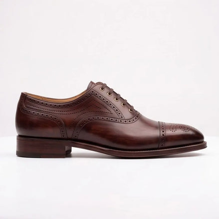 Moio Punched Cap-Toe Oxford for Men - Burnished Oxford Shoes