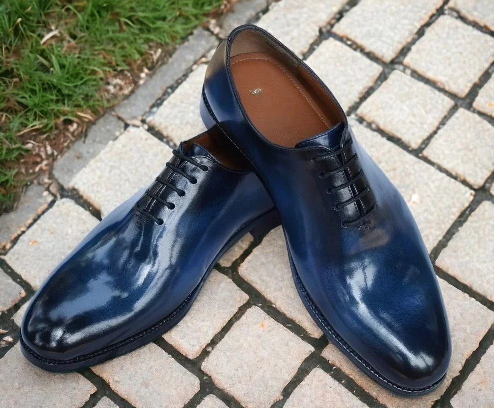 Muravera High-Shine Hand-Dyed Wholecut Oxford for Men - Glossy Leather Oxford Shoes