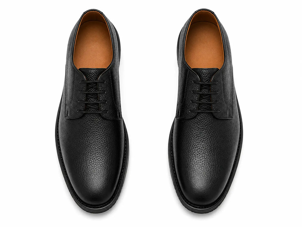 Manchester Pebble-Grain Derby for Men - Lug-Sole Leather Formal Shoes