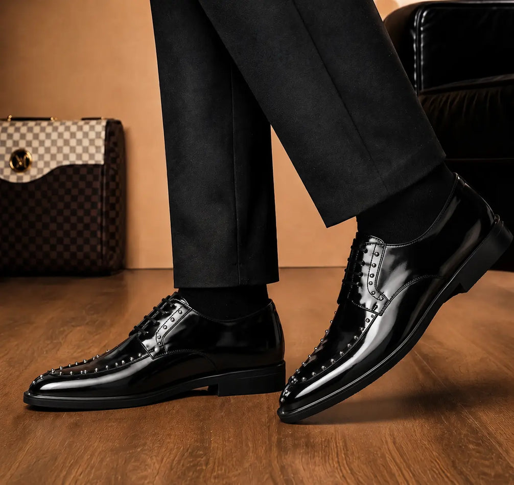 Mortlach Studded Apron Derby for Men - Goodyear Welted Leather Formal Shoes