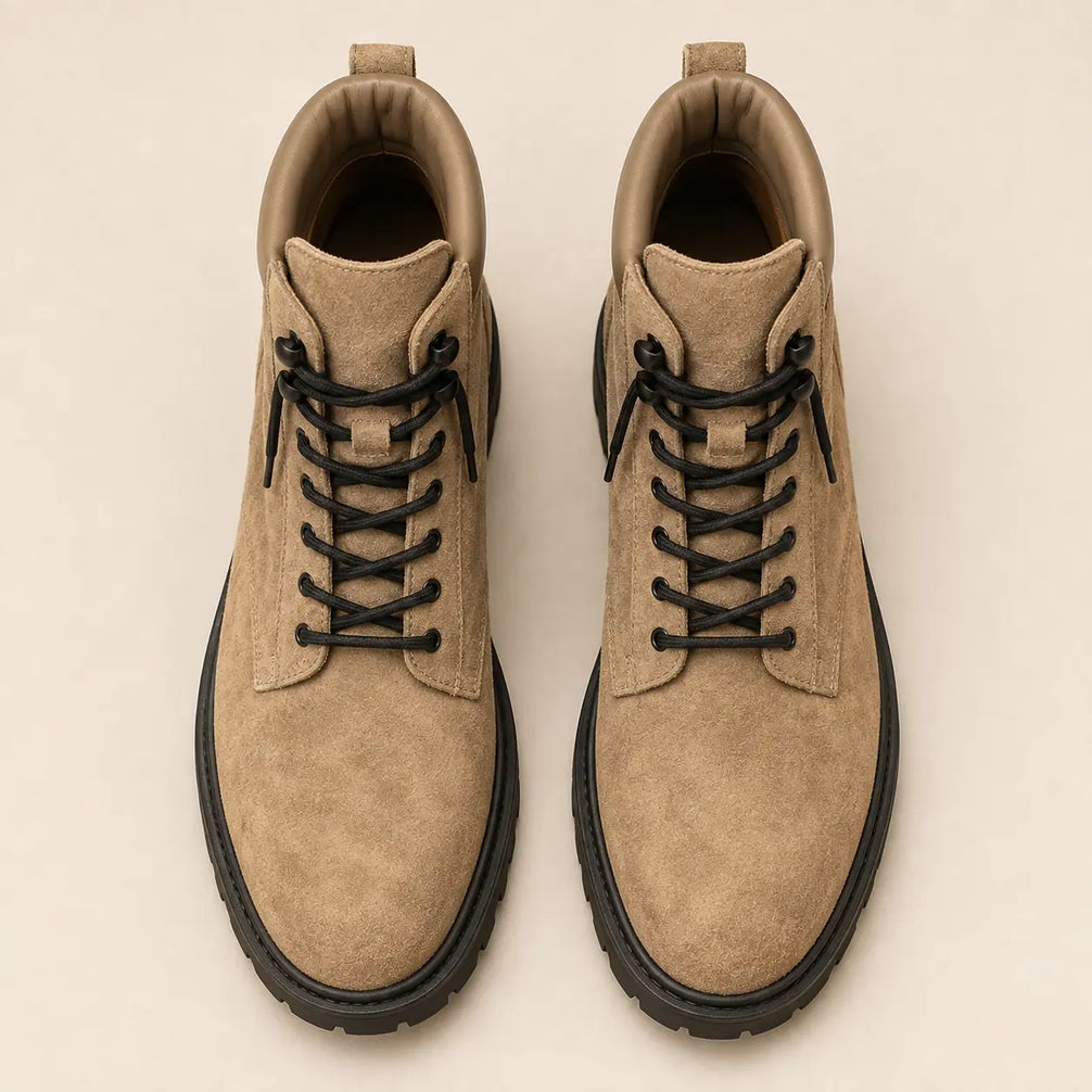 Mojave Suede Combat Boot for Men - Lug-Sole Lace-Up Leather Boots