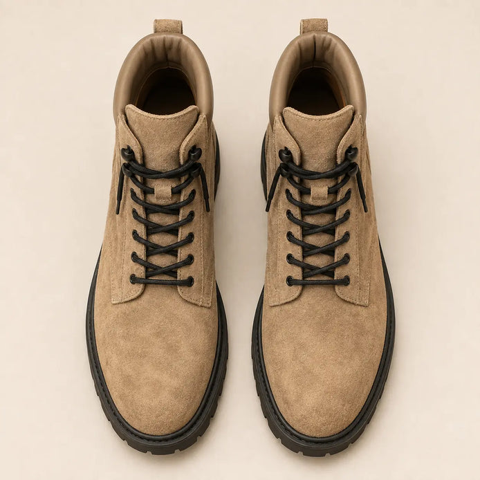 Mojave Suede Combat Boot for Men - Lug-Sole Lace-Up Leather Boots