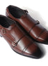 Macon Brogued Cap-Toe Double Monk Strap for Men - Burnished Leather Office Shoes