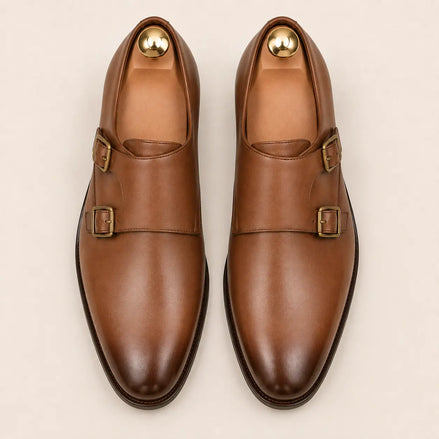 Mexico Double Monk Strap for Men - Hand-Burnished Goodyear Welted Leather Shoes