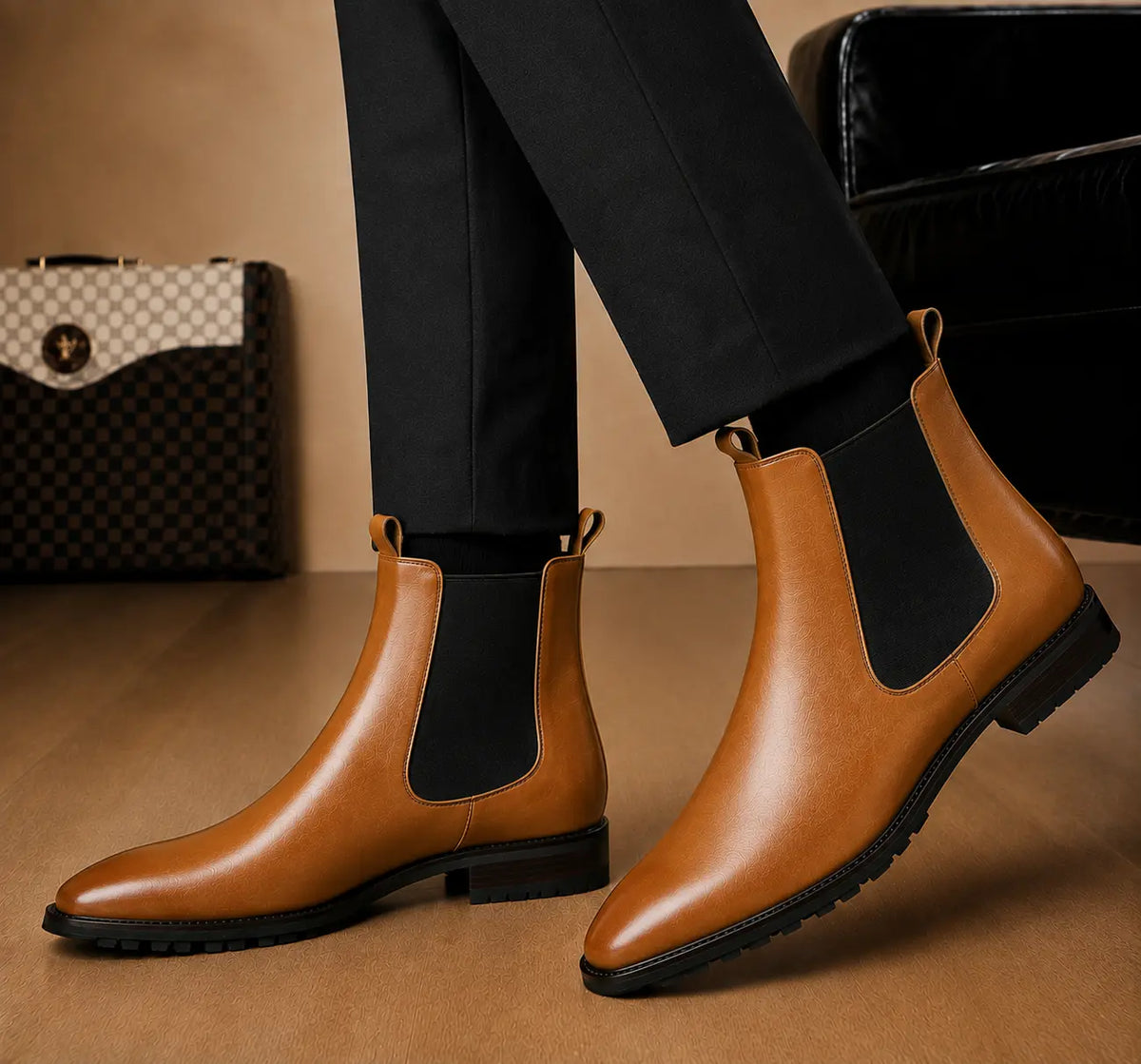 Montrose Patina Chelsea Boot for Men - Lug-Sole Leather Ankle Boots