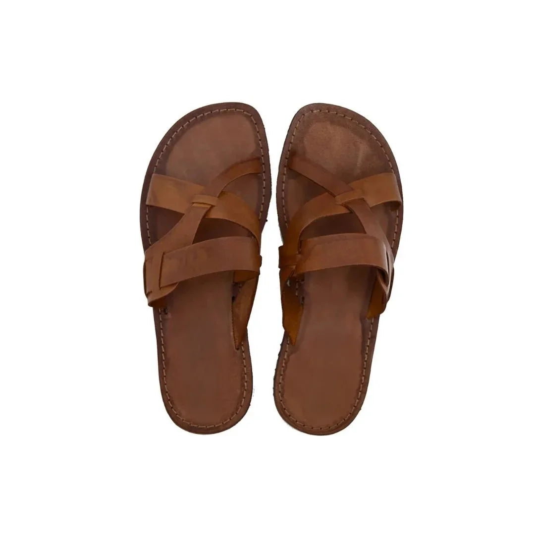 Moledo Woven Cross Slide for Men - Hand-Woven Leather Slides
