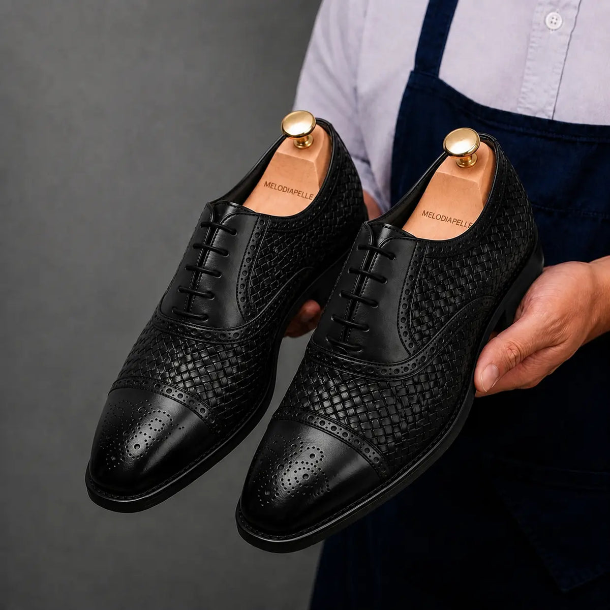 Munich Hand-Woven Brogue Oxford for Men - Goodyear Welted Leather Dress Shoes