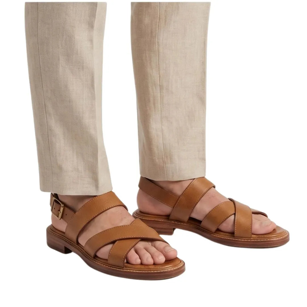 Mongardino Cross-Strap Sandal for Men - Back-Strap Leather Sandals