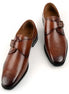 Marostica Medallion-Toe Single Monk Strap for Men - Plain-Toe Leather Office Shoes
