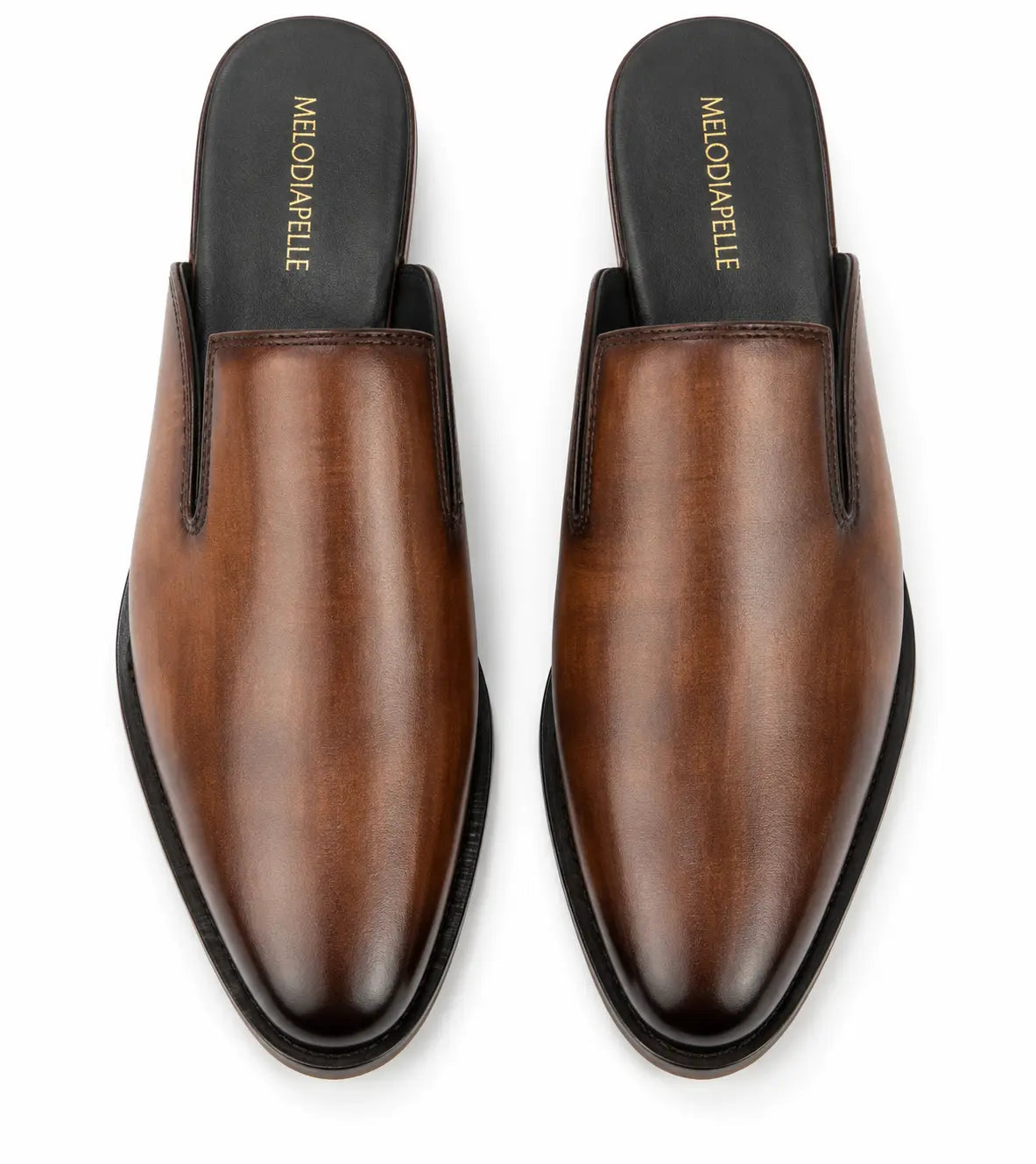 Mantova Burnished Leather Mule for Men - Backless Open-Heel Dress Shoes