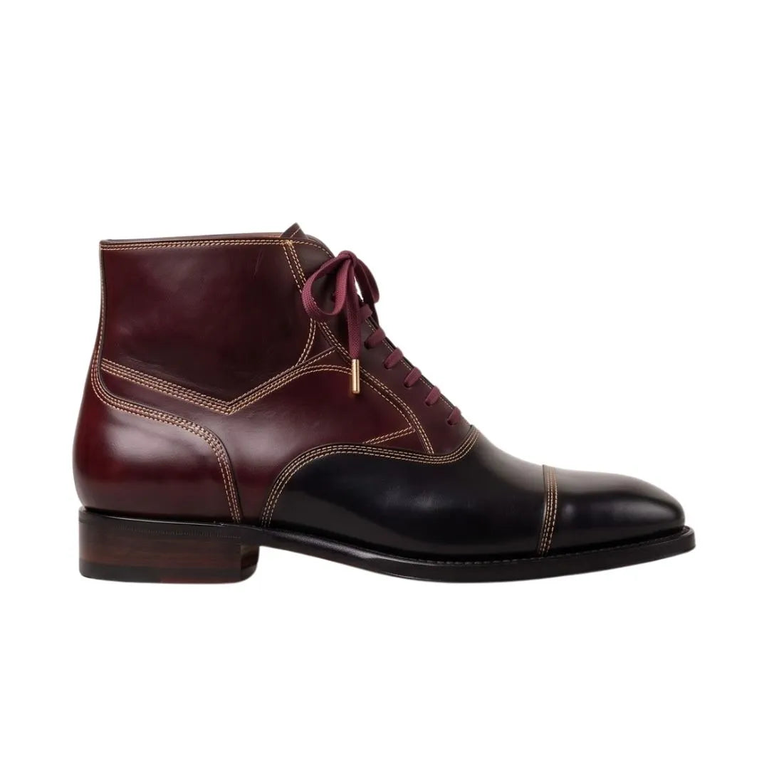 Monticello Two-Tone Balmoral Balmoral Boot for Men - Contrast Leather Dress Boots