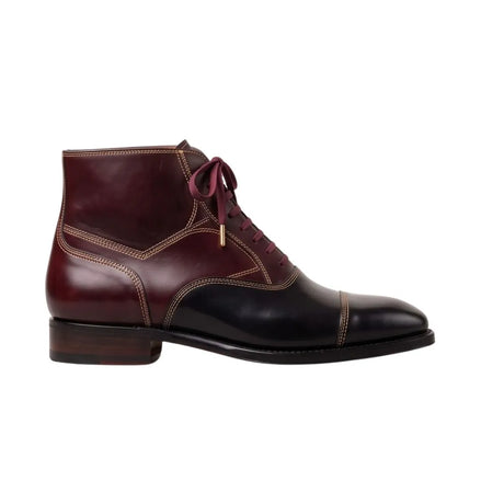 Monticello Two-Tone Balmoral Balmoral Boot for Men - Contrast Leather Dress Boots