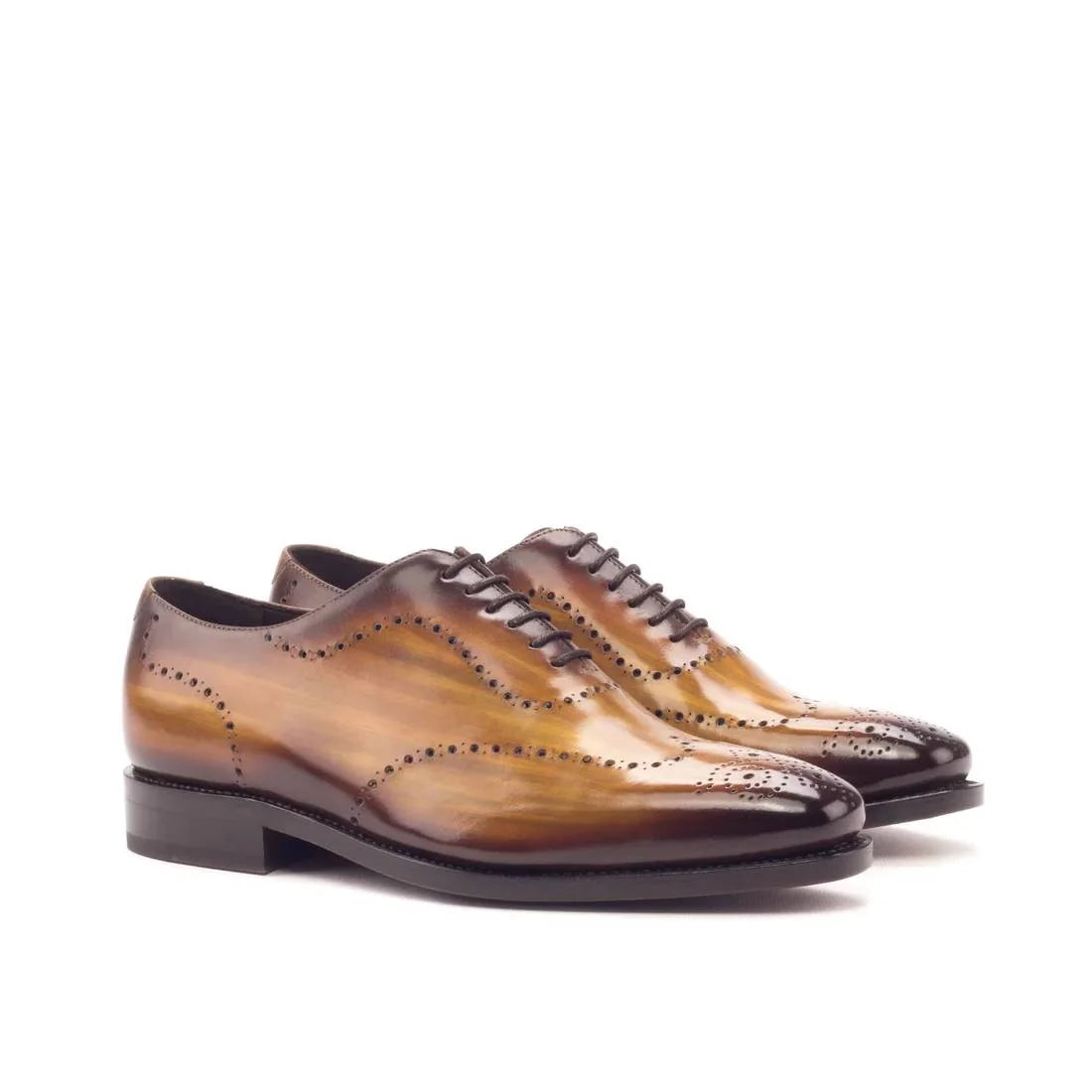 Mottarone Seamless Wingtip Patina Wholecut Oxford for Men - Brogued Leather Oxford Shoes