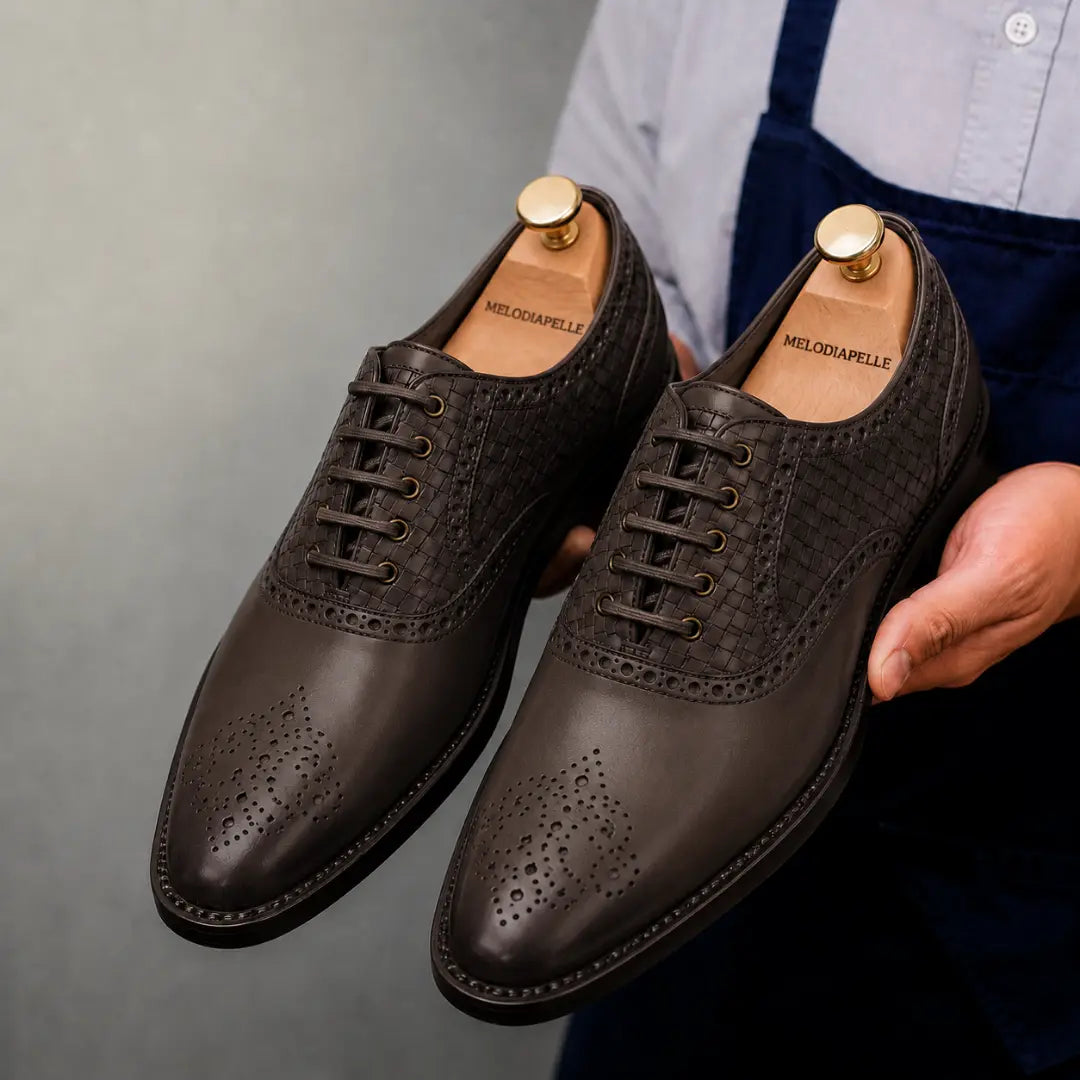 Maverick II Woven Wingtip Oxford // Cognac Tan