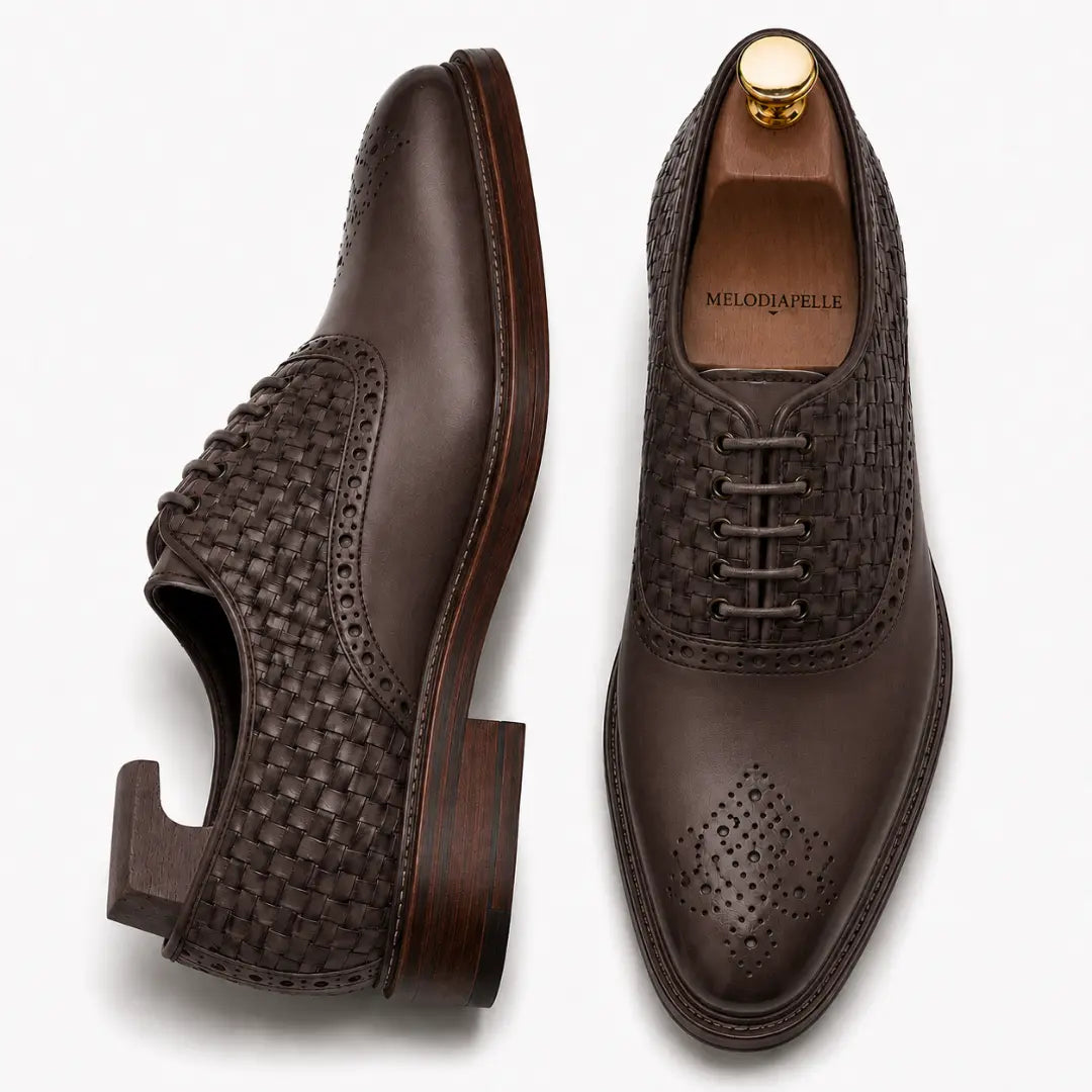 Maverick II Woven Wingtip Oxford // Cognac Tan