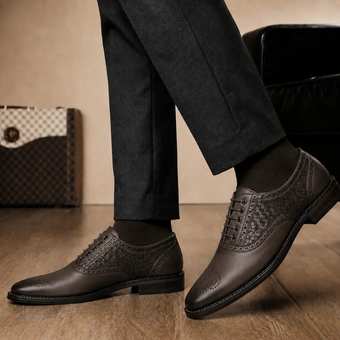 Maverick II Woven Wingtip Oxford // Cognac Tan