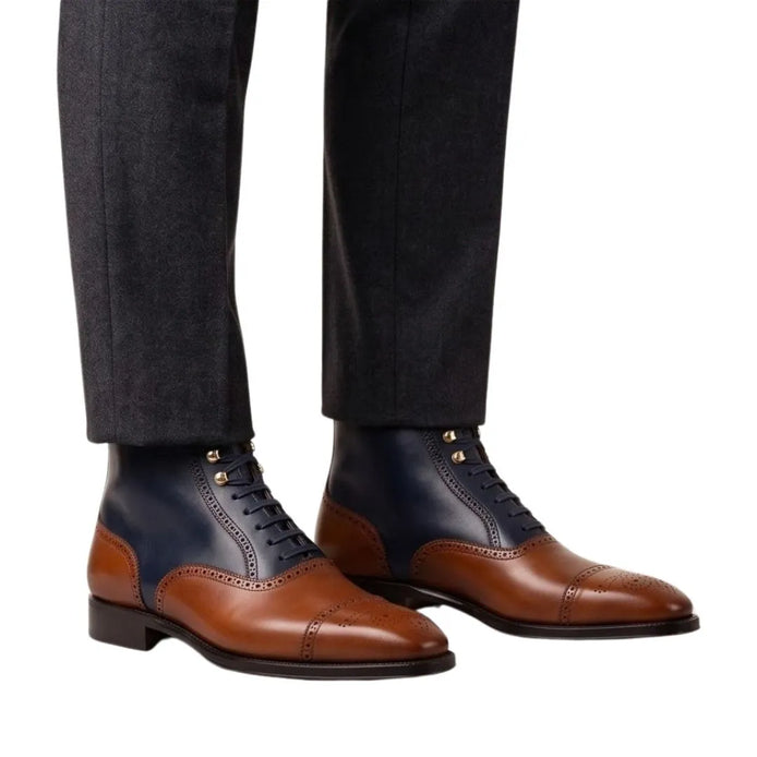 Montevecchia Contrast Balmoral Balmoral Boot for Men - Two-Tone Dress Boots