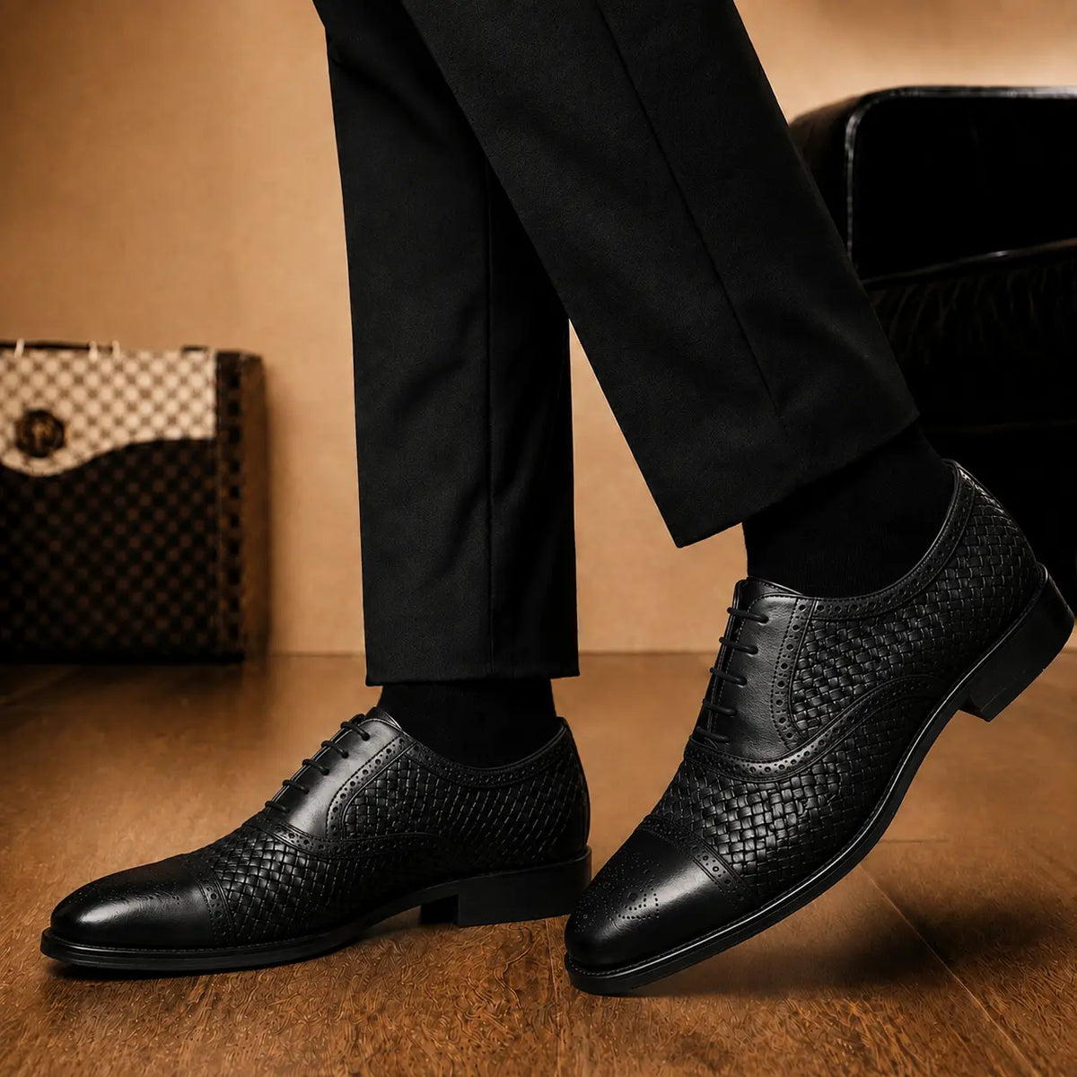 Munich Hand-Woven Brogue Oxford for Men - Goodyear Welted Leather Dress Shoes