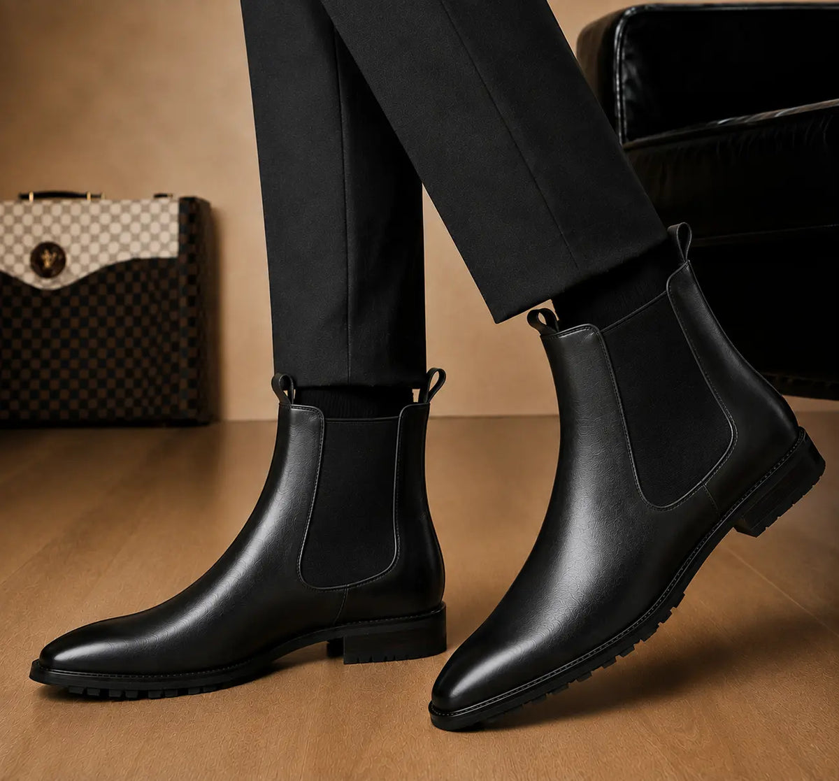 Montrose Patina Chelsea Boot for Men - Lug-Sole Leather Ankle Boots