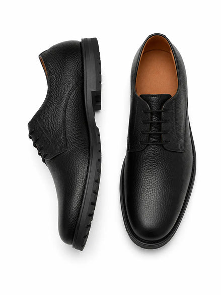 Manchester Pebble-Grain Derby for Men - Lug-Sole Leather Formal Shoes