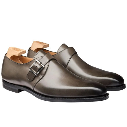 Marsala Classic Plain-Toe Single Monk Strap for Men - Smooth Calf Leather Dress Shoes