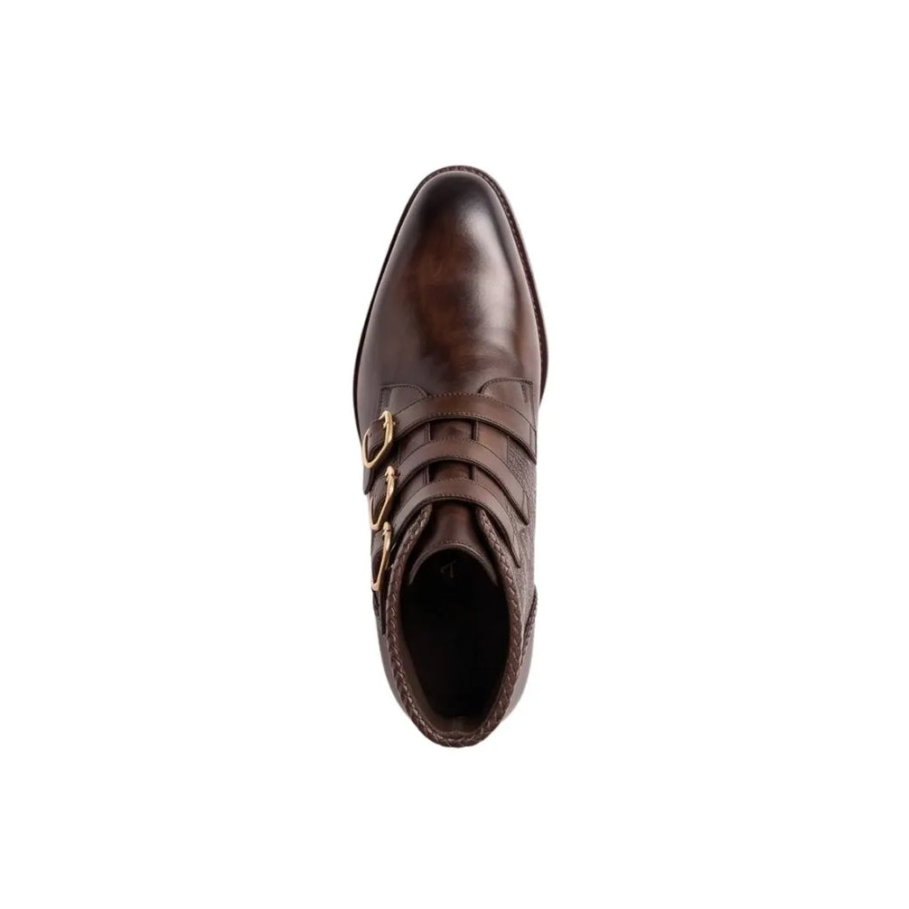 Morterone Triple-Buckle Buckle Boot for Men - Buckled Leather Ankle Boots