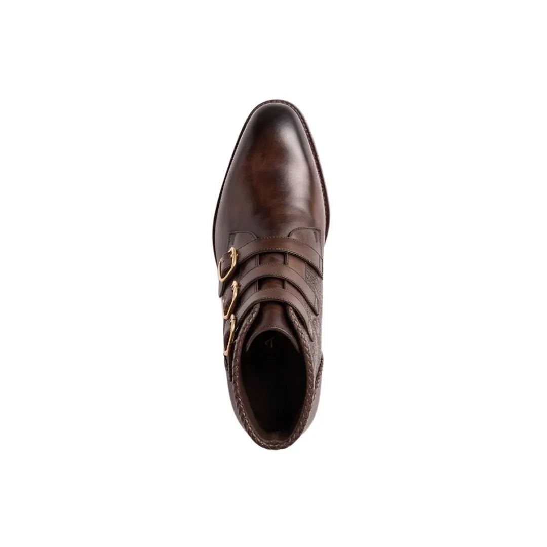 Morterone Triple-Buckle Buckle Boot for Men - Buckled Leather Ankle Boots