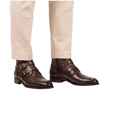 Morterone Triple-Buckle Buckle Boot for Men - Buckled Leather Ankle Boots