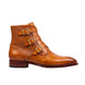 Mazzo Triple-Buckle Burnished Buckle Boot for Men - Buckled Leather Ankle Boots