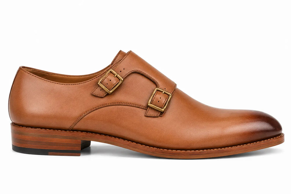 Mexico Double Monk Strap for Men - Hand-Burnished Goodyear Welted Leather Shoes
