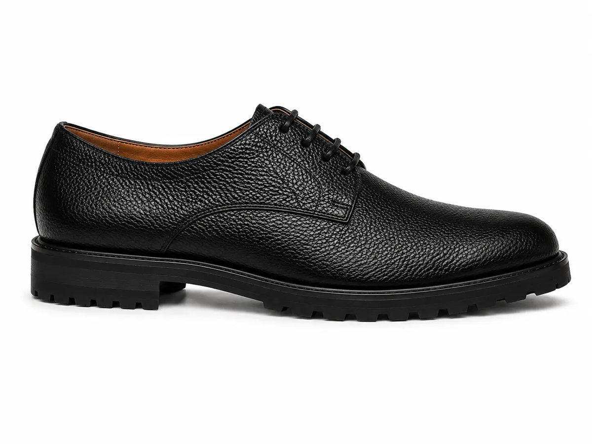 Manchester Pebble-Grain Derby for Men - Lug-Sole Leather Formal Shoes
