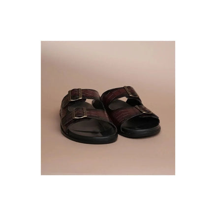 Matosinhos Double-Buckle Slide for Men - Buckled Leather Slides