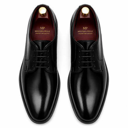 Matera Plain-Toe Derby for Men - Goodyear Welted Mirror-Polish Formal Shoes