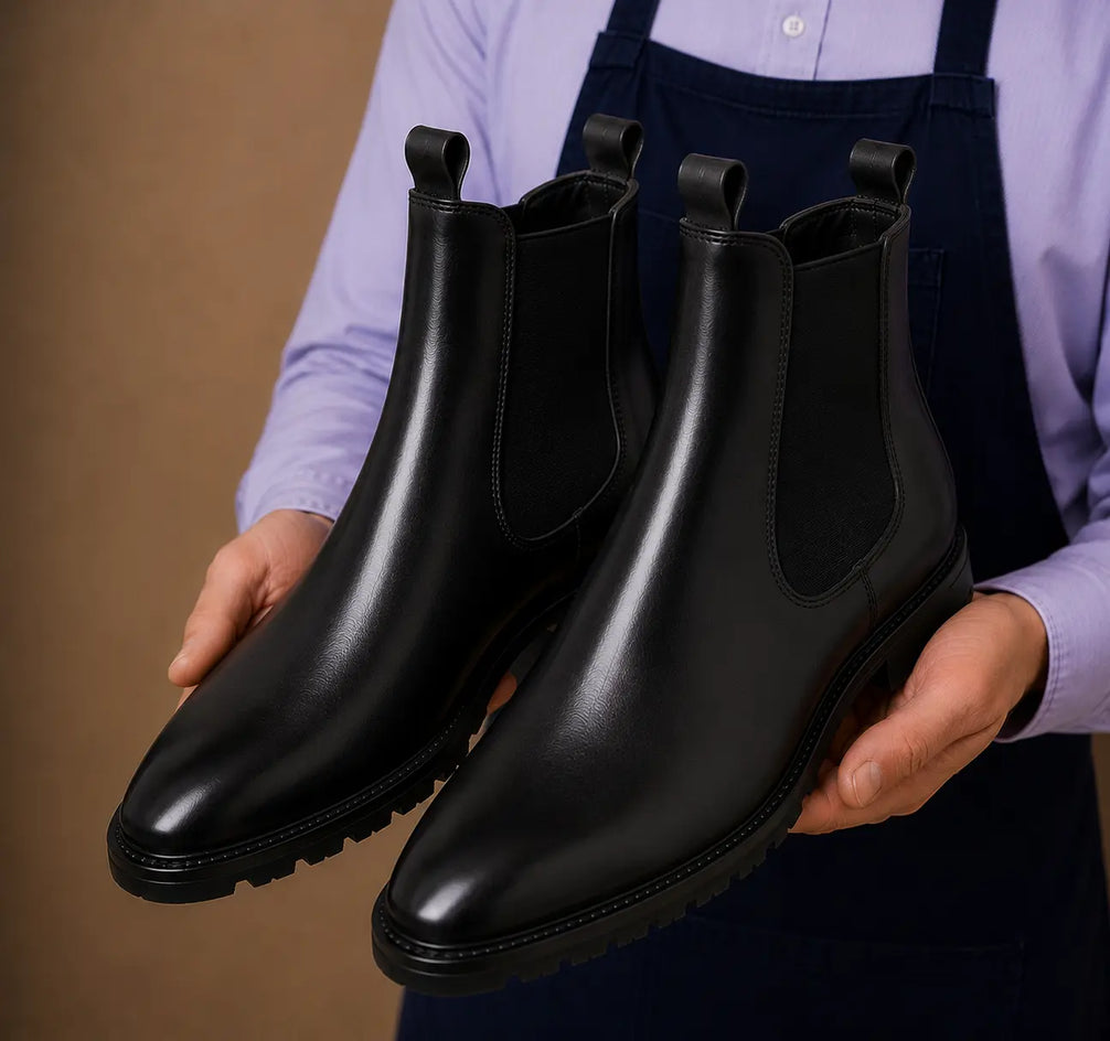 Montrose Patina Chelsea Boot for Men - Lug-Sole Leather Ankle Boots