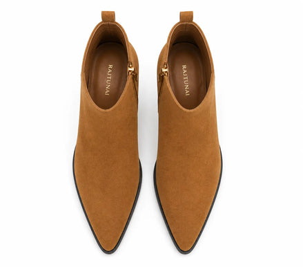 Maddox Suede Zip Boot for Men - Pointed-Toe Block Heel Ankle Boots