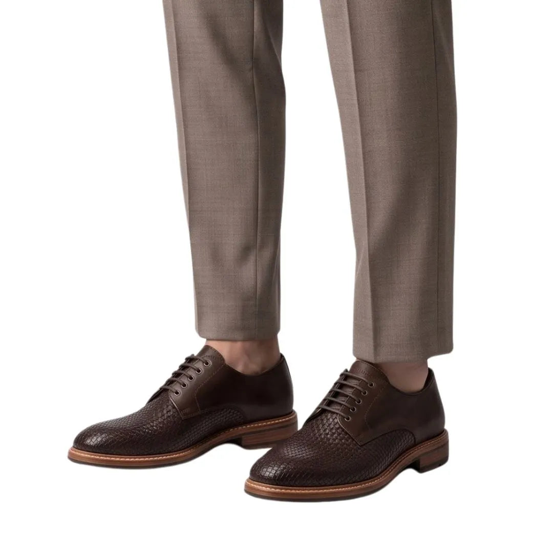 Malgrate Woven-Vamp Derby for Men - Hand-Woven Leather Derby Shoes