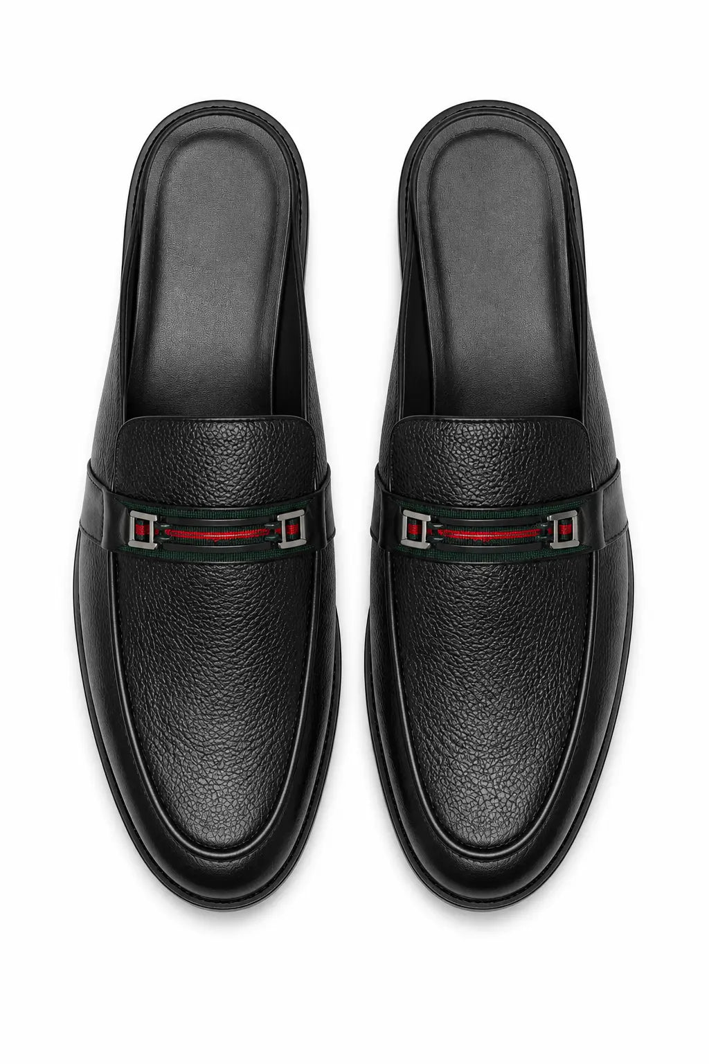 Mirepoix Web-Stripe Grained Mule for Men - Backless Block-Heel Shoes