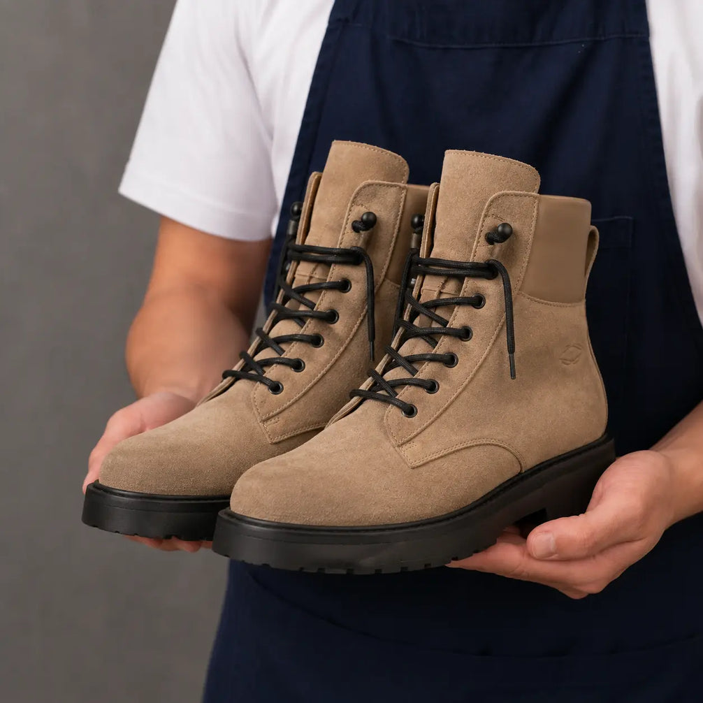 Mojave Suede Combat Boot for Men - Lug-Sole Lace-Up Leather Boots