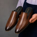 Mantova Burnished Leather Mule for Men - Backless Open-Heel Dress Shoes
